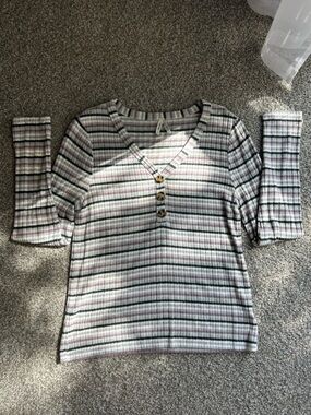 Striped Ribbed Long Sleeve Top